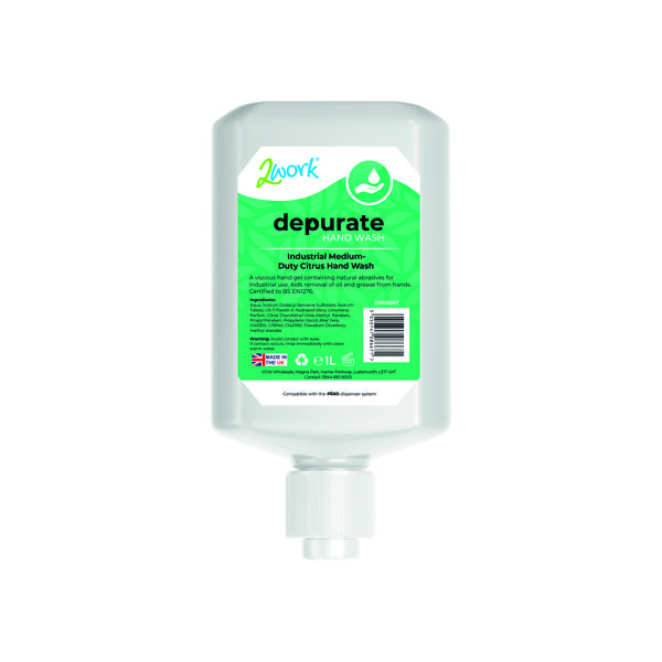 2Work Depurate Hand Soap Ind Anti-Bac 1L (Pack of 6) 2W08667