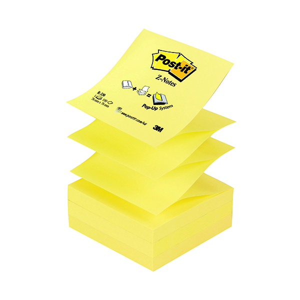 Post-it Z-Notes 76 x 76mm Canary Yellow (Pack of 12) R330