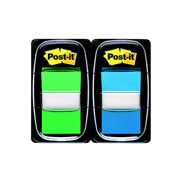 Post-it Index Tabs Green and Blue (Pack of 100) 680-GB2