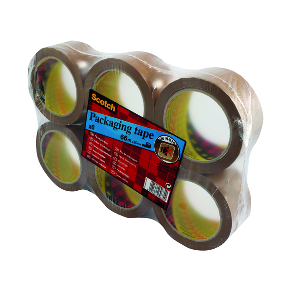 Scotch Packaging Tape Heavy 50mmx66m Brown (Pack of 6) PVC5066F6 B