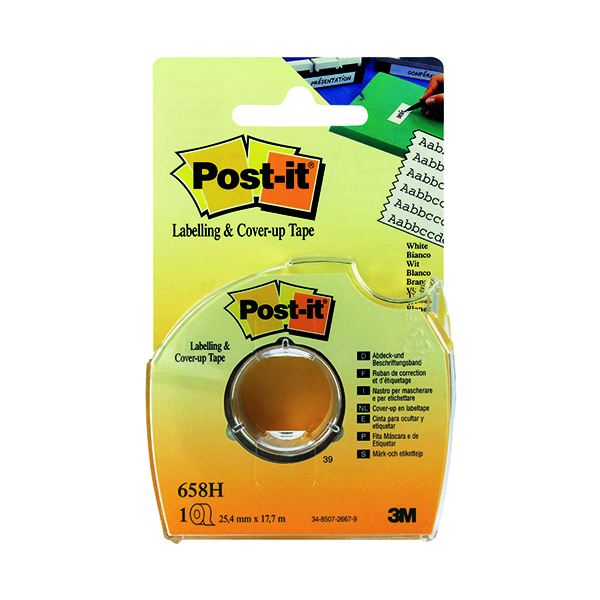 Post-it Cover Up and Labelling Tape 25.4mmx17.7m Low Tack 658H