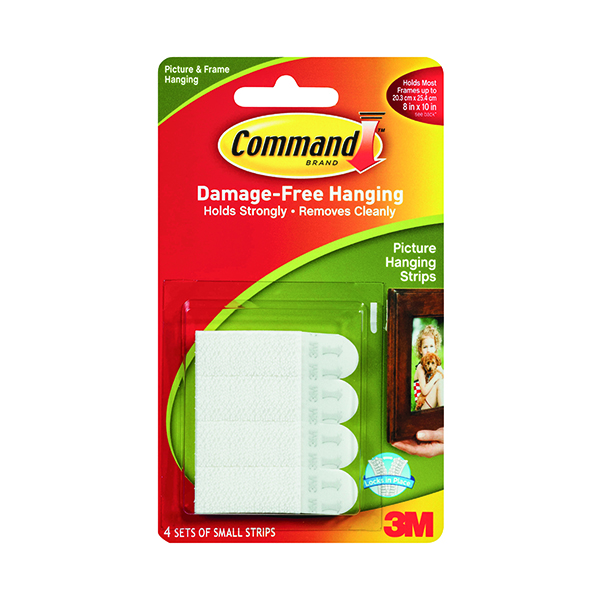 3M Command Sml Picture Hanging Strip Pk4