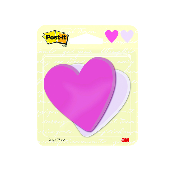 Post-it Notes Heart Shape 75 Sheets 70 x 72mm (Pack of 2) 7100236596