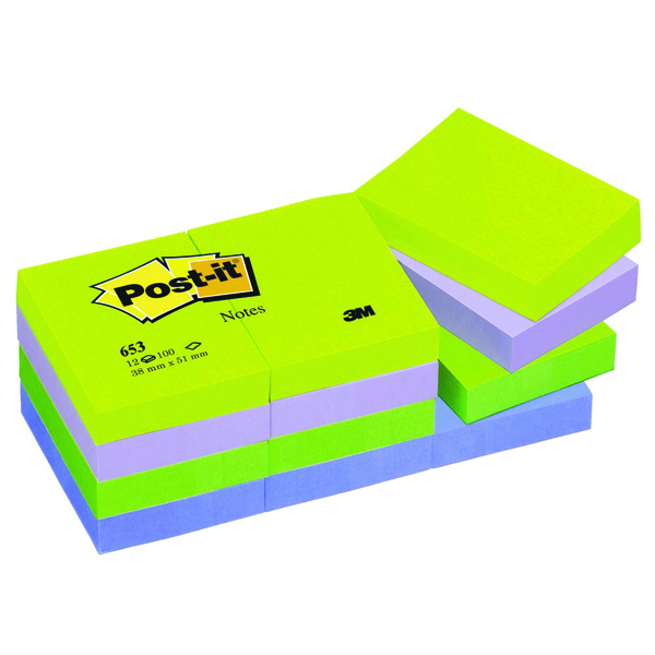 Post-it Notes 38 x 51mm Dream Colours (Pack of 12) 653MT