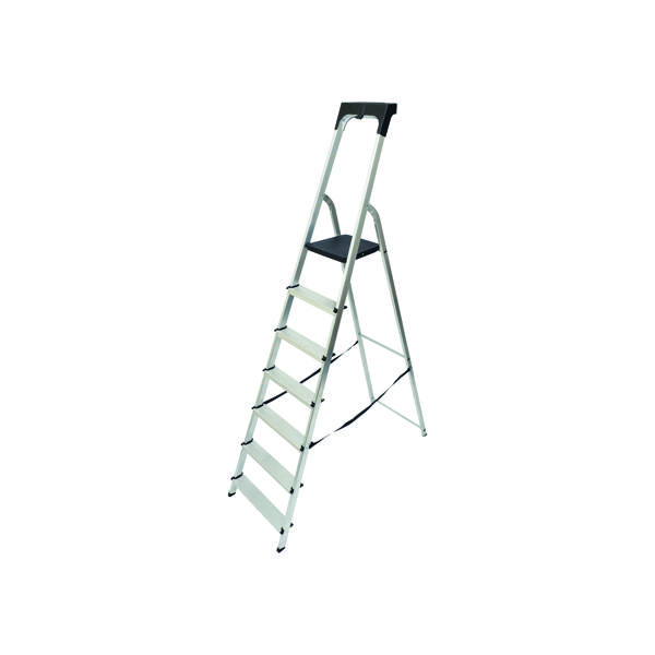 Werner Aluminium High Handrail 7 Tread Step Ladder 7410718