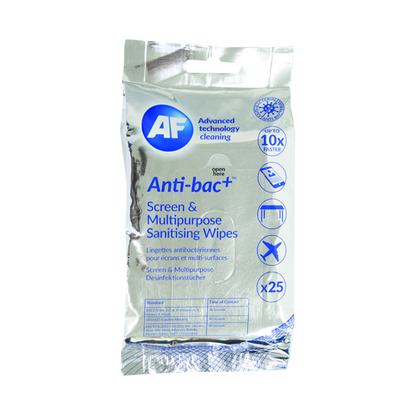 AF Antibacterial Sanitising Screen Wipes (Pack of 25) ABTW025P