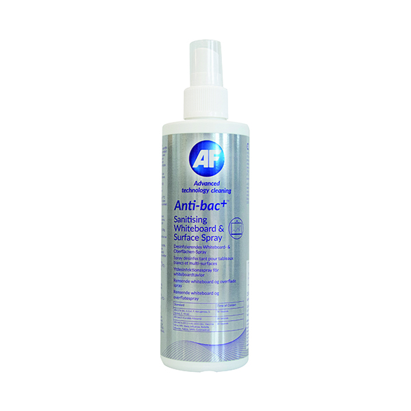 AF Antibacterial Plus Sanitising Whiteboard and Surface Spray 250ml Pump ABWMSC250