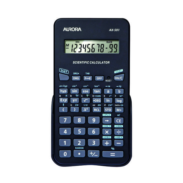 Aurora AX-501 Scientific Calculator 131 Functions with Slide On Case Black AX501
