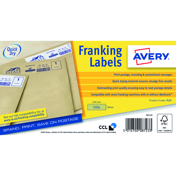 Avery FL17 QuickDRY Frank Labels Pk500