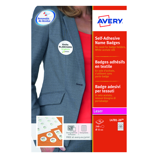 Avery Self-Adhesive Name Badges (Pack of 240) L4781-20