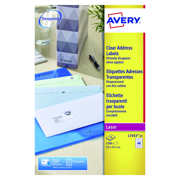 Avery Laser Mini Labels 48 Per Sheet Clear (Pack of 1200) L7553-25