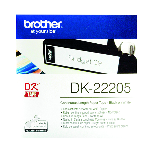 Brother Black on White Continuous Length Paper Tape 62mm DK22205