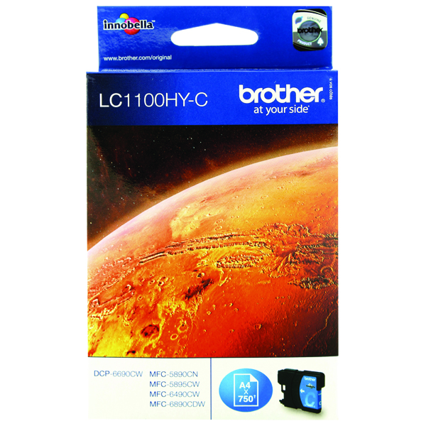 Brother LC-1100 High Yield Cyan Inkjet Cartridge LC1100HYC