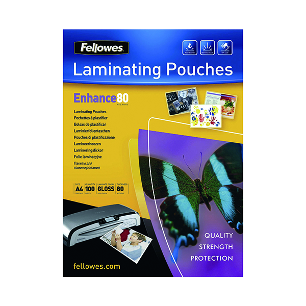 Fellowes+A4+Self+Adhesive+Enhance+Laminating+Pouches%28Pack+of+100%2953022