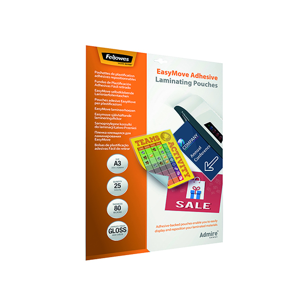 Fellowes Admire EasyMove A3 Laminating Pouches (Pack of 25) 5601801