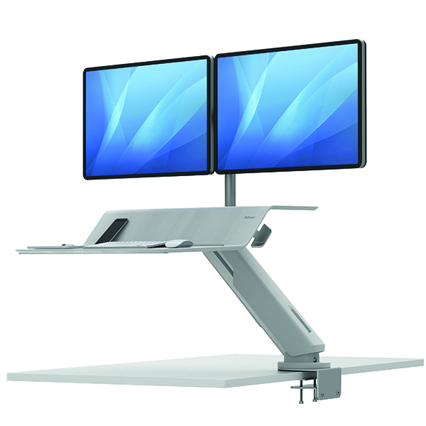 Fellowes Lotus Sit Stand Work Station Dual Screen White 8081601