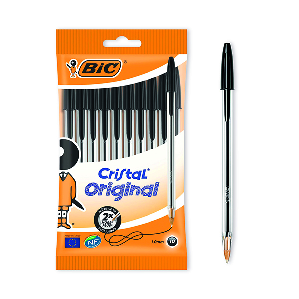 Bic Cristal Ballpoint Pen Medium Black (Pack of 10) 830864