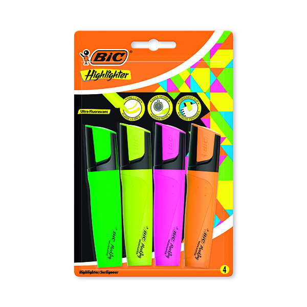 Bic Marking Highlighter Chisel Tip Assorted (Pack of 4) 943647