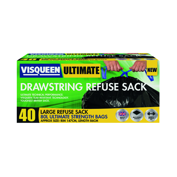 Visqueen Ult Drawstring Refuse Sack 80L
