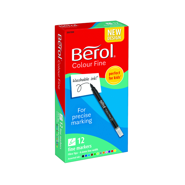 Berol Colourfine Pen Assorted Water Based Ink (Pack of 12) CF12W12 S0376340