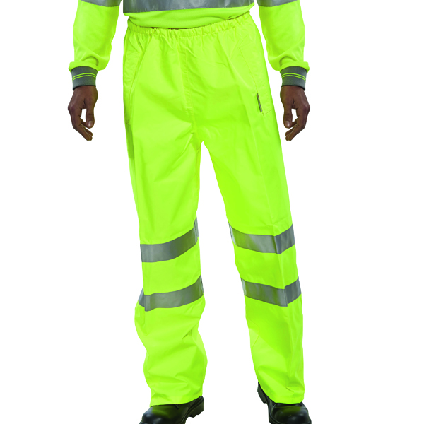 Hi-Viz Trousers EN ISO20471 Yellow Size Large (100% polyester with breathable PU coating) BITSYL