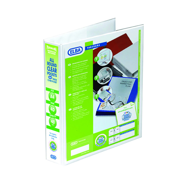 Elba Panorama 40mm 4 D-Ring Presentation Binder A4 White (Pack of 10) 400001300