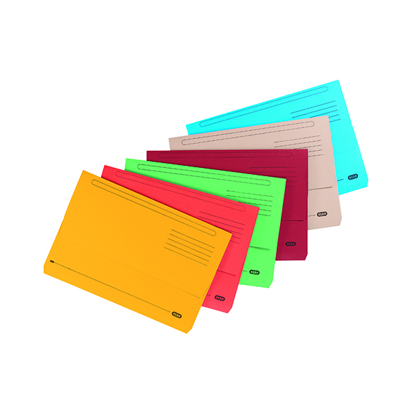 Elba Strongline Document Wallet Bright Manilla Foolscap Assorted (Pack of 10) 400099327