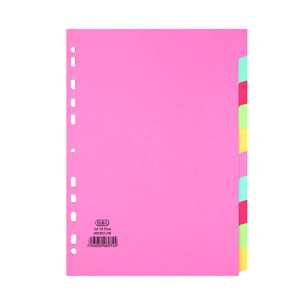 Elba-10+Part+Card+Divider+Recycled+Manilla+A4+Assorted+100080806