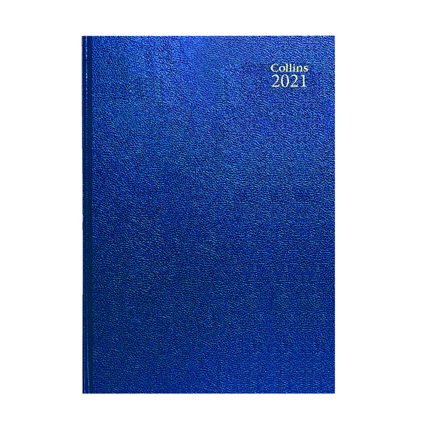 Collins 2021 Royal Desk Diary Day to Page Sewn Binding A5 210x148mm Blue Ref 52 Blu 2021