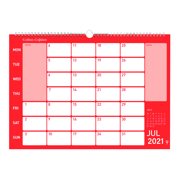 Collins Colplan 2021 Colplan Memo Calendar Month to View Landscape 297x420mm Assorted Ref CMC 2021
