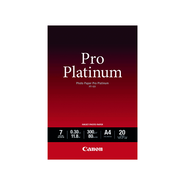 Canon PT-101 Pro A4 Platinum Photo Paper (Pack of 20) 2768B016