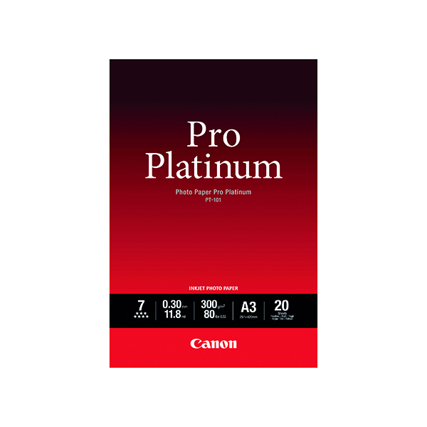Canon PT-101 Pro A3 Platinum Photo Paper (Pack of 20) 2768B017