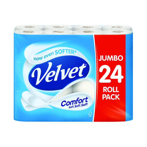 Velvet Comfort Toilet Roll 2Ply White (Pack of 24) 1102049
