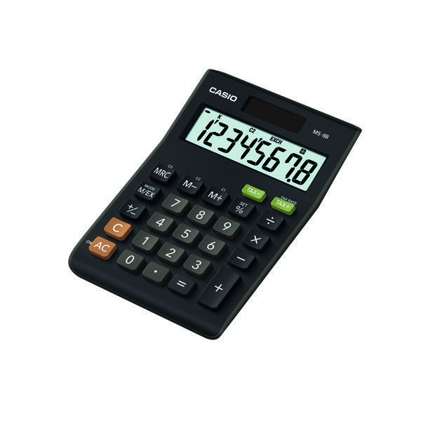 Casio 8-Digit Tax and Currency Calculator Black MS-8B