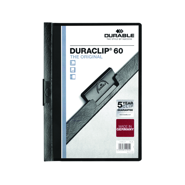 Durable 6mm Duraclip File A4 Black (Pack of 25) 2209/01