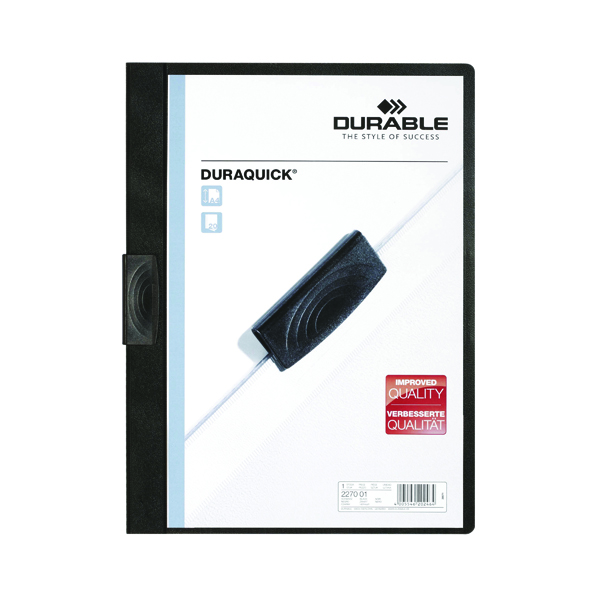 Durable DURAQUICK Clip Folder A4 Black (Pack of 20) 2270/01