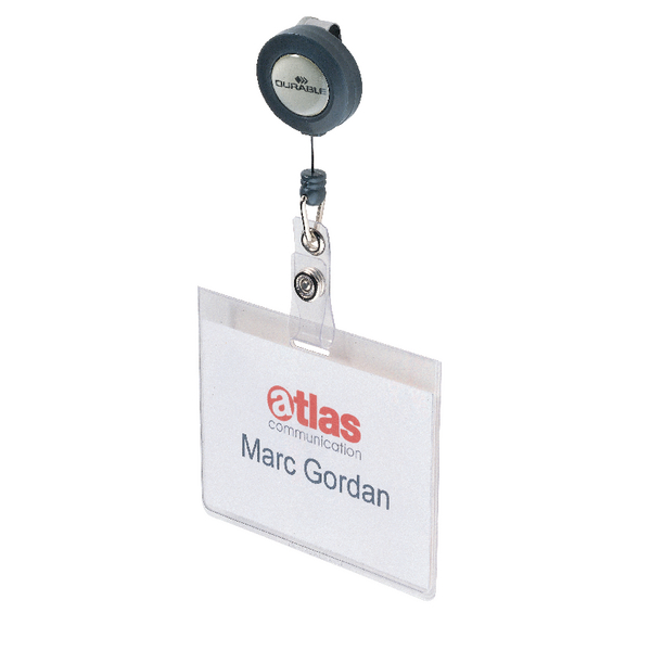 Durable Mono Security Pass Holder with Badge Reel Transparent (Pack of 10) 8138/19