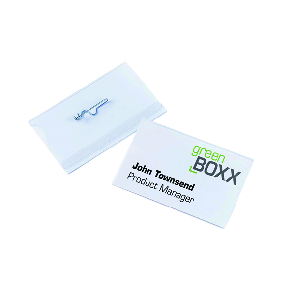 Durable Pin Name Badge 54x90mm Transparent (Pack of 50) 8004