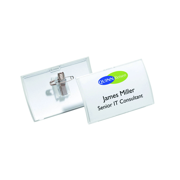 Durable Click Fold Name Badge 54x90mm Transparent (Pack of 25) 8214/19