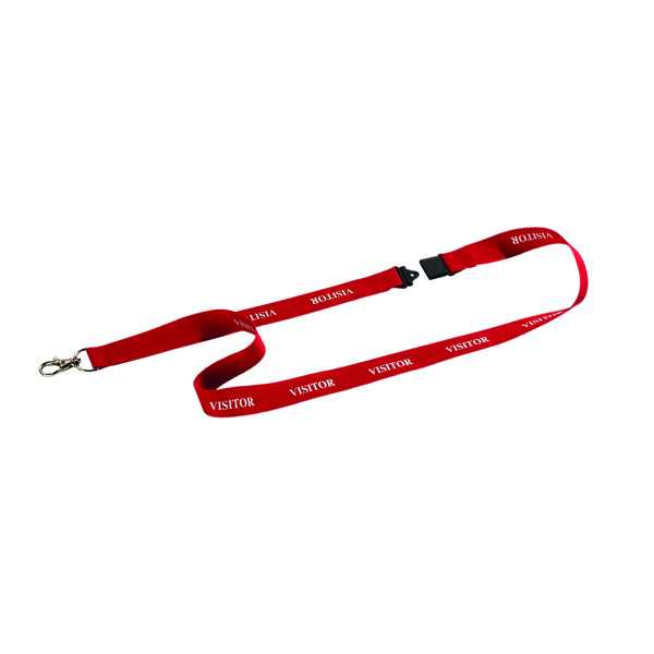 Durable Textile Visitor Badge Lanyard 20mm Red (Pack of 10) 823803