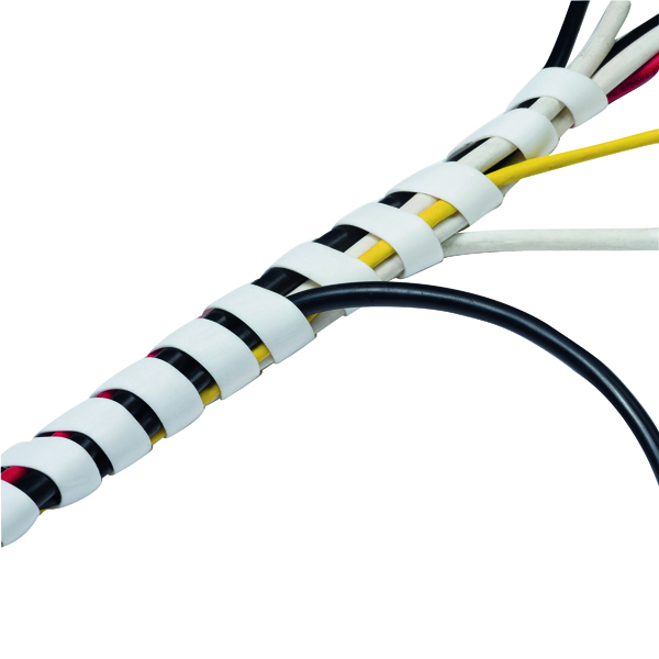 D-Line Cable Tidy Spiral Wrap 2.5m White (Expands from 14mm to 40mm) CTW2.5W