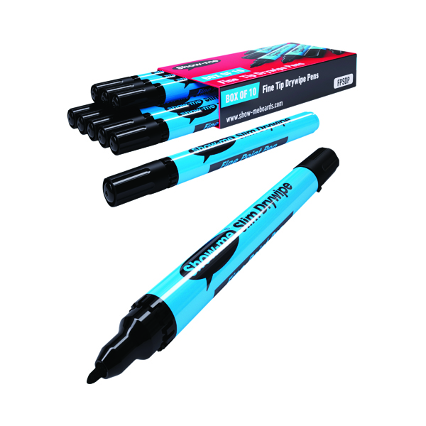 Show-me+Drywipe+Marker+Fine+Tip+Black+%28Pack+of+10%29+FPSDP