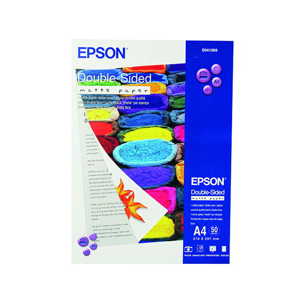 Epson Double-Sided Matte A4 Photo Paper Heavyweight (Pack of 50) C13S041569