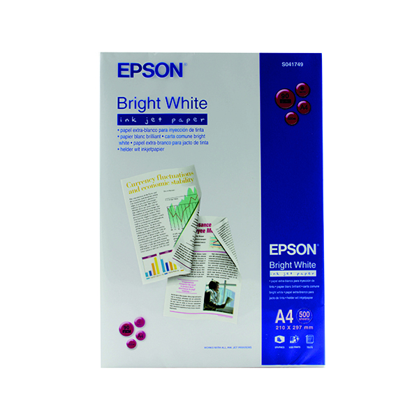 Epson Inkjet A4 Paper 90gsm Bright White Ream (Pack of 500) S041749 C13S041749