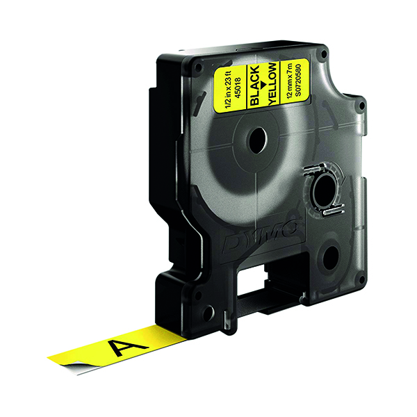 Dymo 45018 D1 LabelMaker Tape 12mm x 7m Black on Yellow S0720580