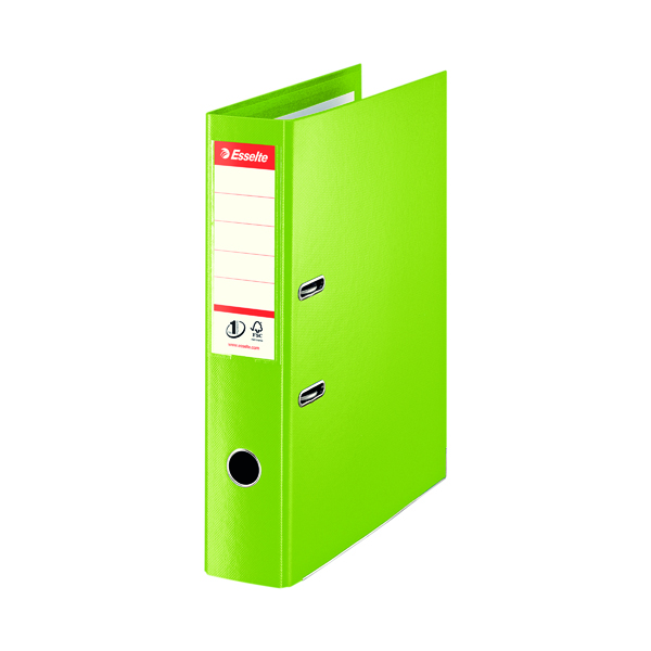 Esselte Lever Arch File Foolscap 75mm Polypropylene Green (Pack of 10) 48086