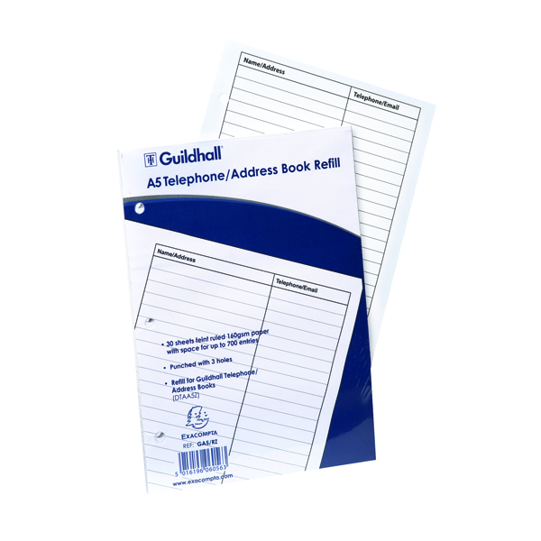 Exacompta+Guildhall+Ruled+Telephone+Address+Book+Refill+A5+GA5%2FR
