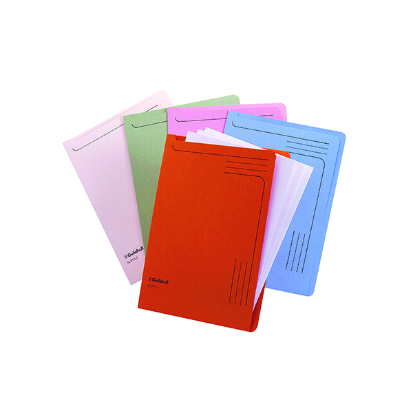 Guildhall Slipfile Open 2 Side Manilla File 12.5x9in Assorted Colours Pack 50 Code 4610