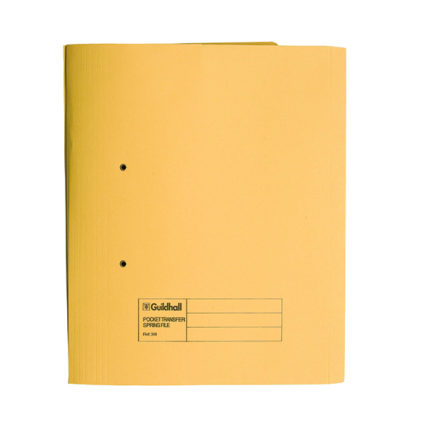 Exacompta Guildhall Heavyweight Transfer Spiral Pocket File 420gsm FC Yellow (Pack of 25) 211/6003