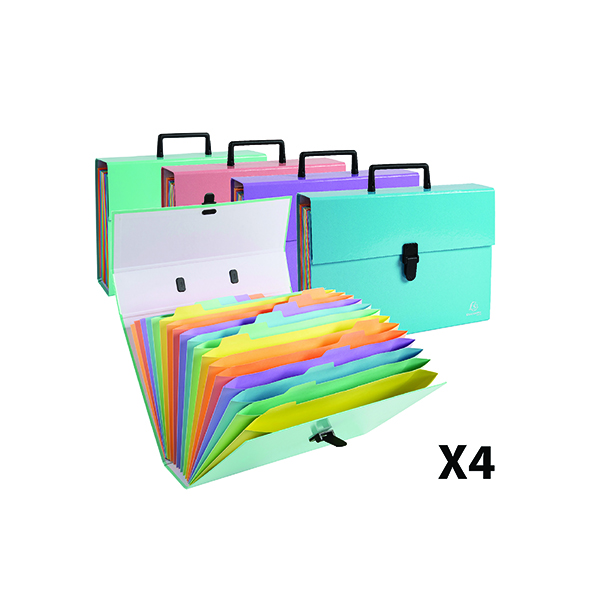 Exacompta+Aquarel+Expanding+Multipart+Case+18+Parts+Assorted+%28Pack+of+4%29+56760E